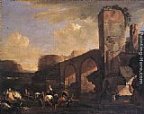Italianate Landscape with a River and an Arched Bridge by Jan Asselyn